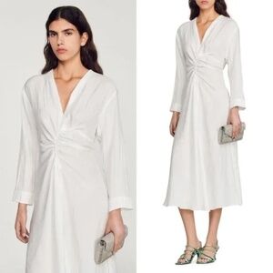 SANDRO Vendome Ruched Midi Dress - Size 38